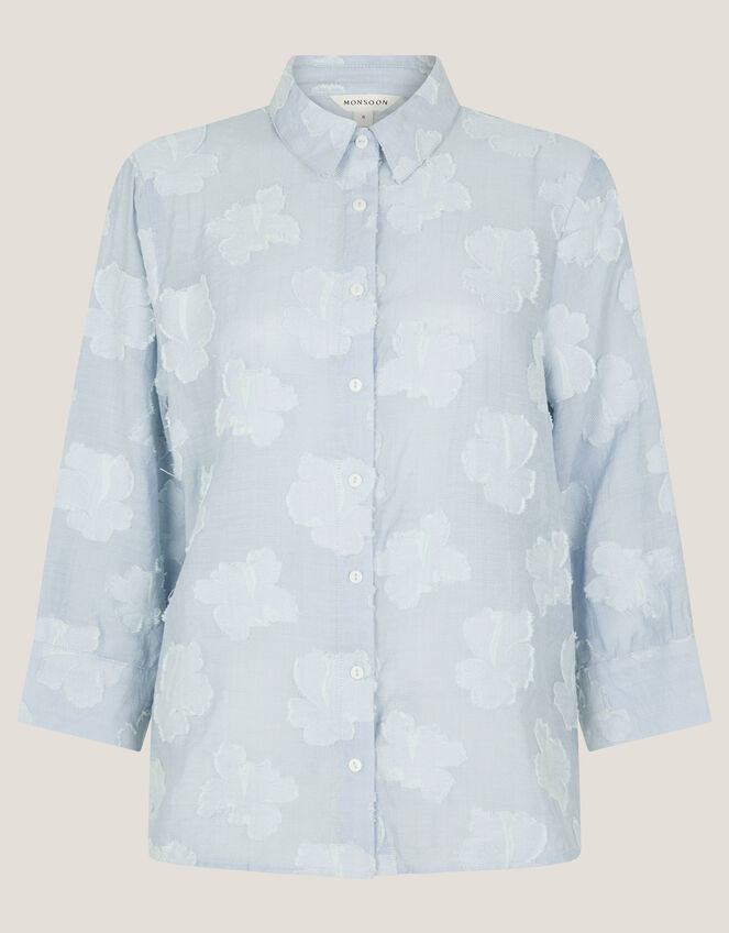 Ayla Floral Jacquard Shirt, Blue (BLUE), large