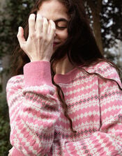 East Becky Alpaca and Cashmere Fairisle Jumper, Pink (PINK), large