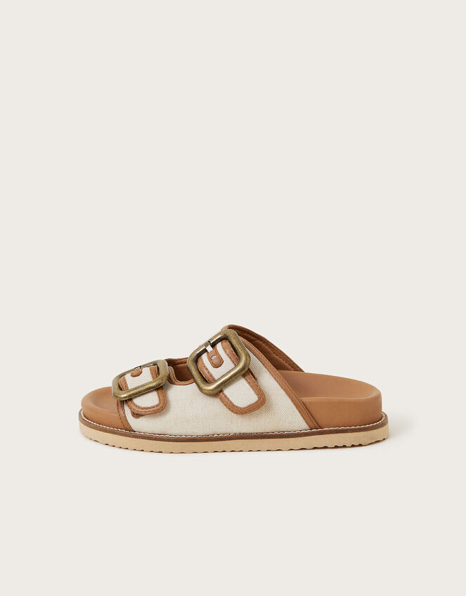 Wendy Double Strap Buckle Sandals, Natural (NATURAL), large