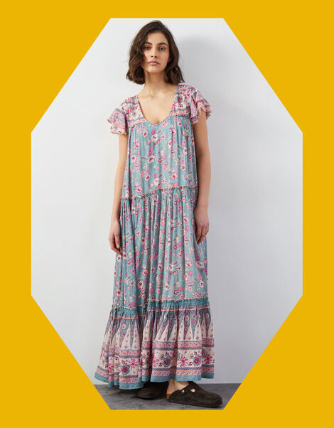 East Clementine Floral Maxi Dress, Green (MINT), large