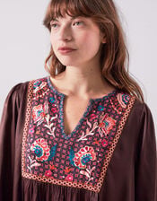 East Eliana Embroidered Midi Dress, Brown (BROWN), large