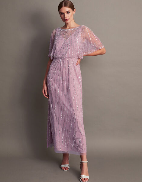 Elizabeth Embellished Shorter Length Maxi Dress, Mink (MINK), large