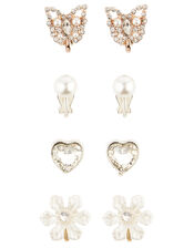 Pearl and Sparkle Clip-On Earring Set, , large