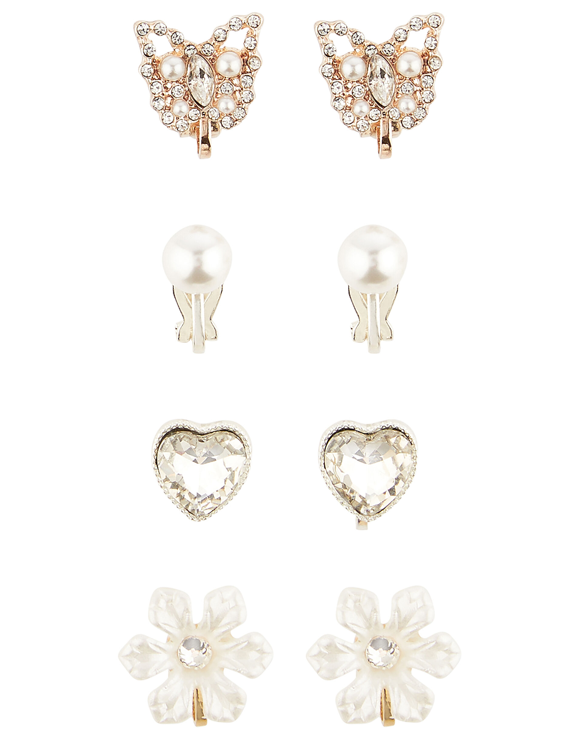 Pearl and Sparkle Clip-On Earring Set, , large