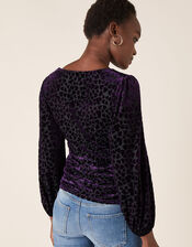 Helena Stretch Heart Devore Top, Purple (PLUM), large