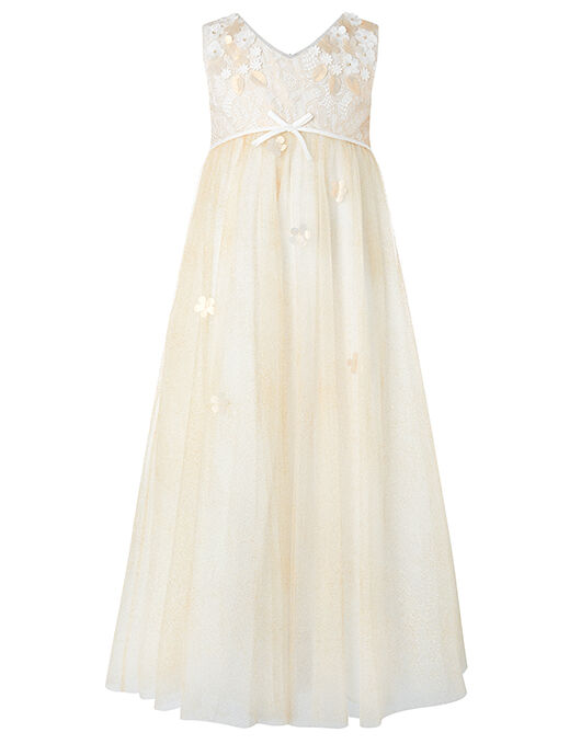 Lilly Gold Tulle and Lace Maxi Dress 