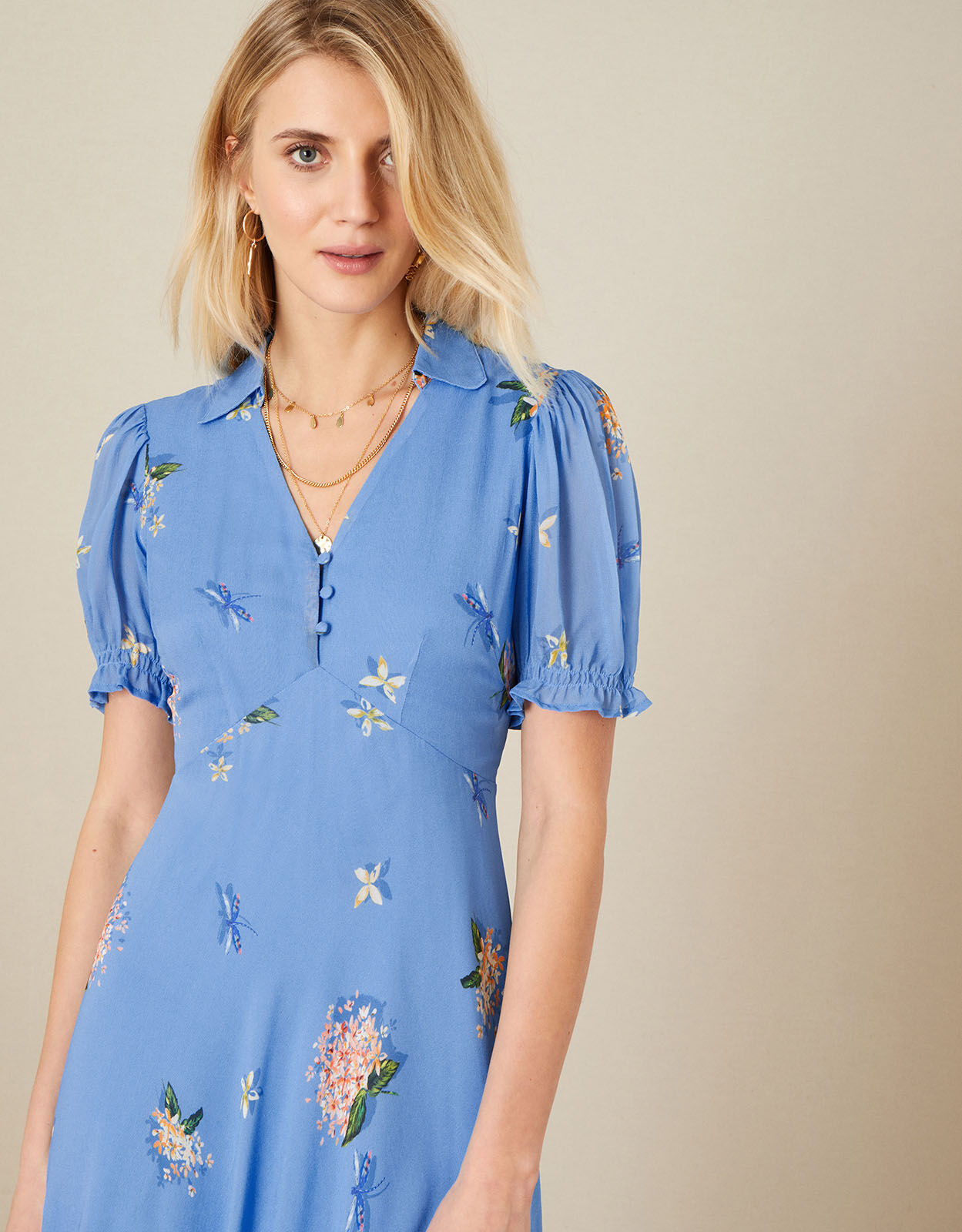 Anastasia Floral Midi Dress Blue