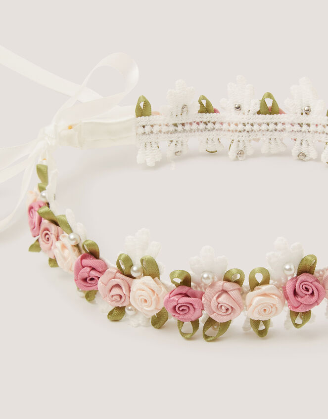 Satin Rosette Flower Crown, , large