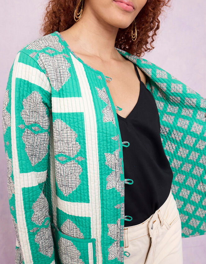 East Ula Print Quilted Jacket, Green (GREEN), large