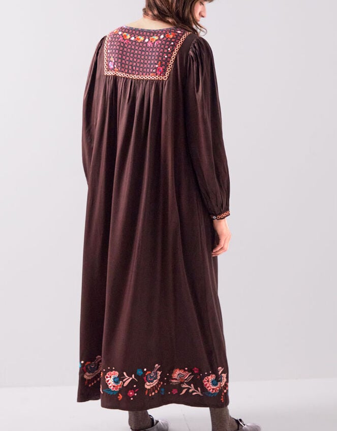 East Eliana Embroidered Midi Dress, Brown (BROWN), large
