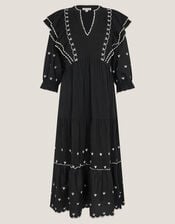 Freya Frill Jersey Midi Dress, Black (BLACK), large
