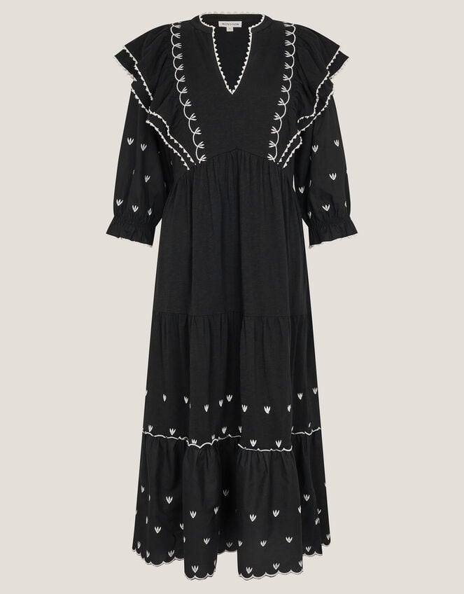 Freya Frill Jersey Midi Dress, Black (BLACK), large