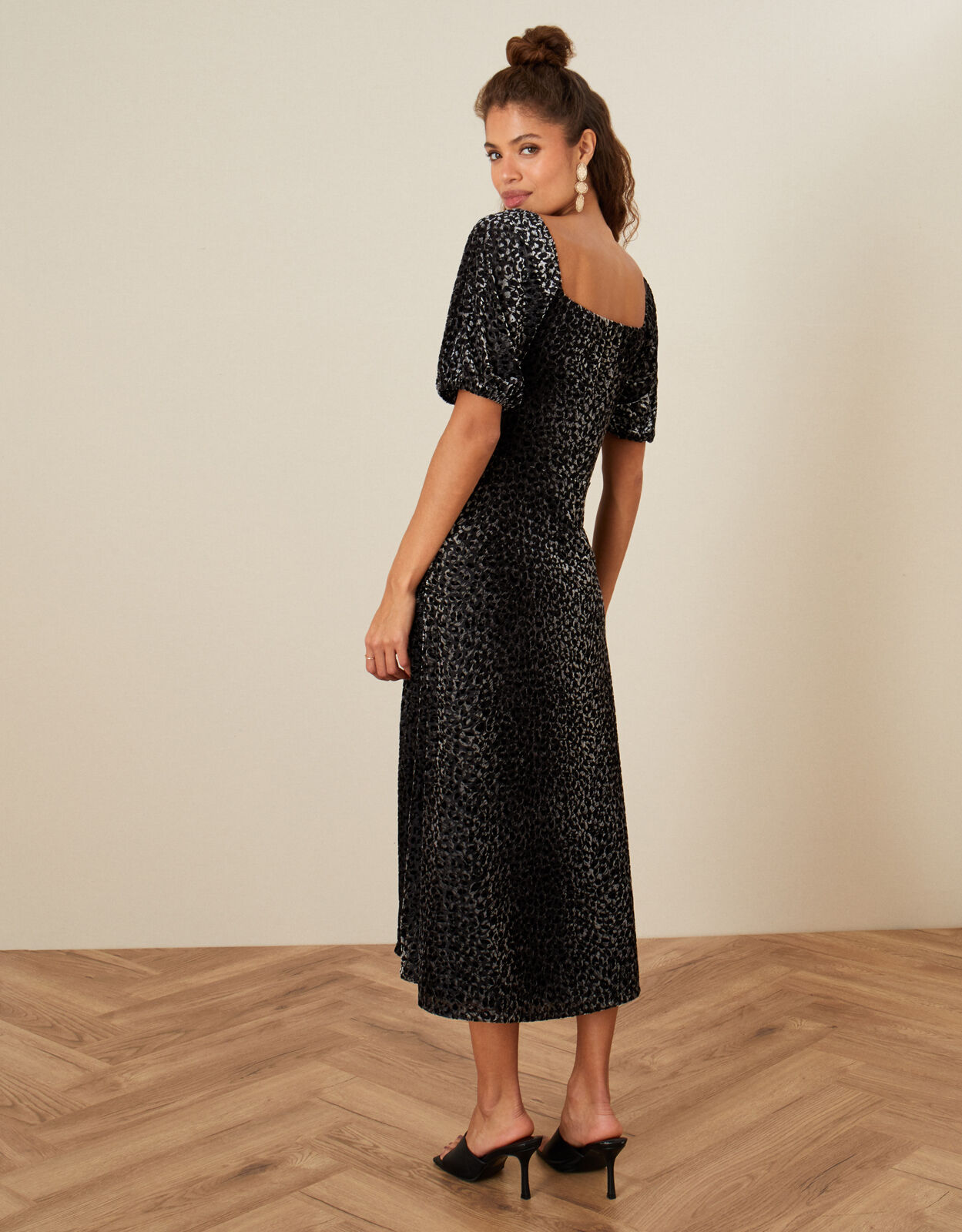 Annie Animal Devore Dress Black