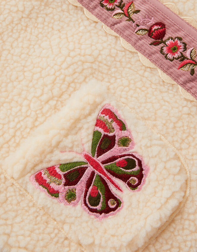Butterfly Embroidered Borg Gilet, Ivory (IVORY), large