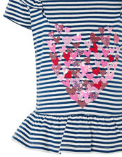 Stripe Heart Top in Organic Cotton , Blue (NAVY), large