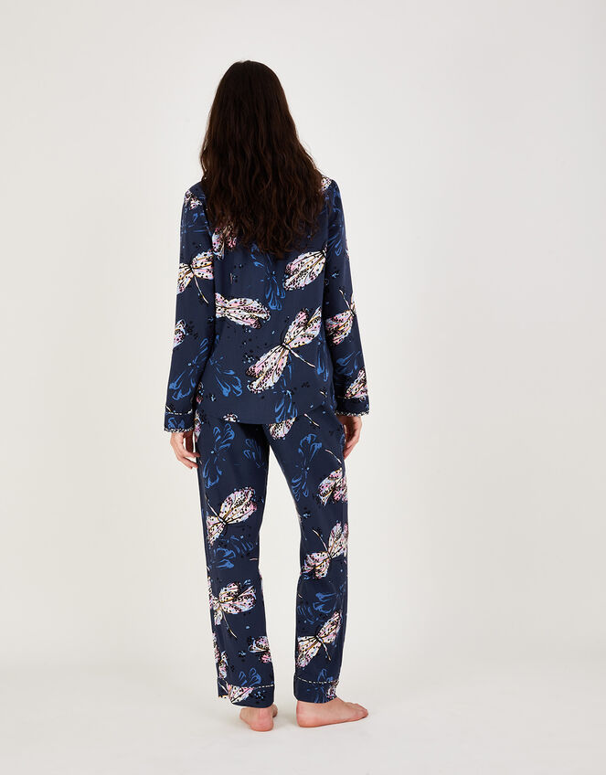 Dragonfly Print Pyjama Set in LENZING™ ECOVERO™	, Blue (NAVY), large