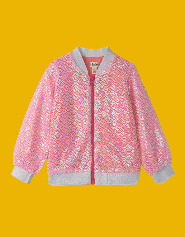 Hatley Mermaid Sequin Bomber Jacket, Pink (PINK), large