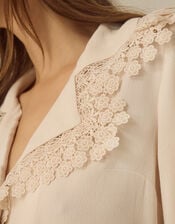 Ava V-Neck Lace Collar Blouse, Cream (CREAM), large