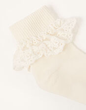 Baby Olivia Lace Trim Socks, Ivory (IVORY), large