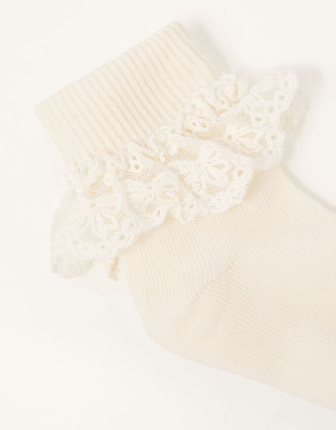 Baby Olivia Lace Trim Socks, Ivory (IVORY), large