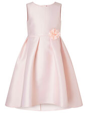 Corsage Belt Hi-Low Dress, Pink (DUSKY PINK), large