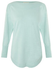 Slash Neck Knit Jumper, Green (MINT), large