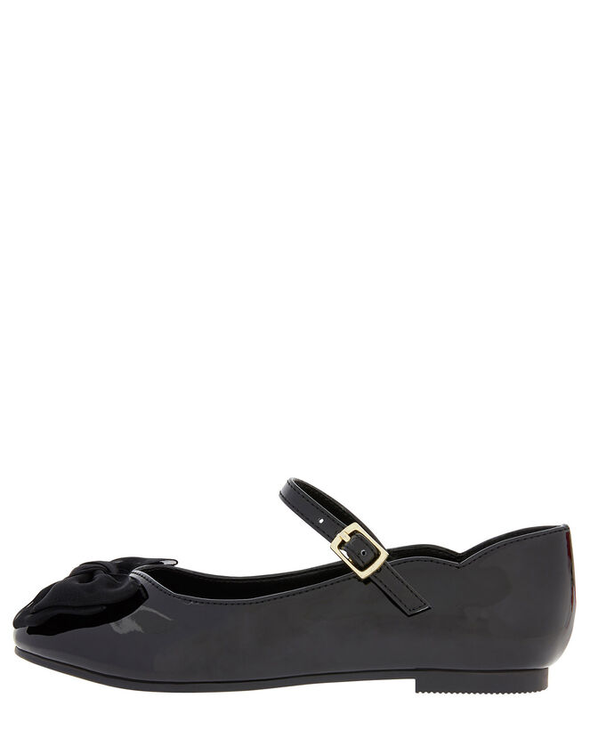 Emery Patent Bow Ballerina Flats, Black (BLACK), large