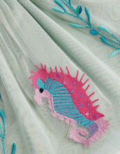 Sea Creature Embellished Disco Skirt, Green (GREEN), large