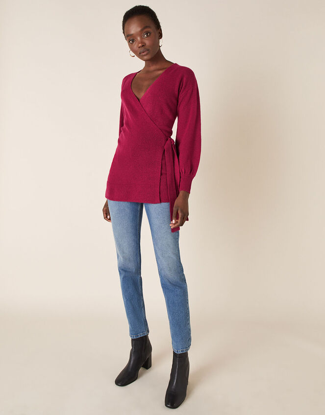 Wrap Knit Cardigan, Pink (PINK), large