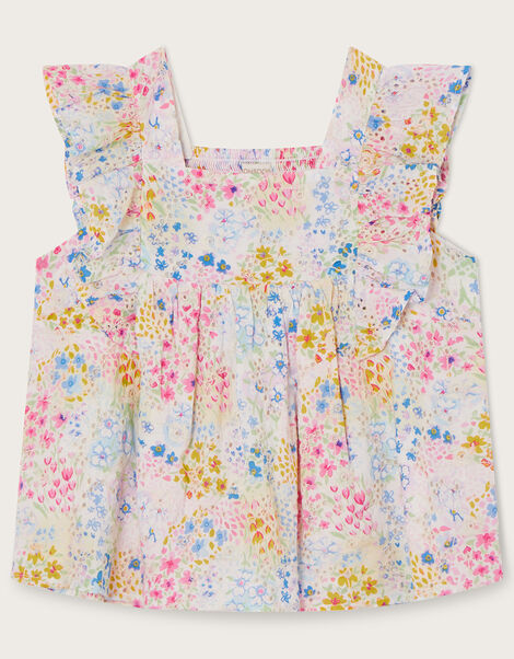 Floral Print Broderie Blouse, Multi (MULTI), large