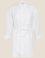 Herringbone Shirt in Linen Blend, White (WHITE), large