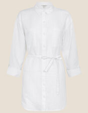 Herringbone Shirt in Linen Blend, White (WHITE), large