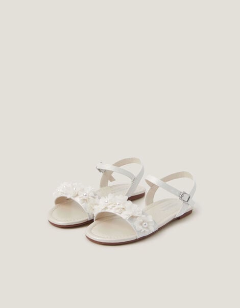 Pearl Flower Sandals, Ivory (IVORY), large