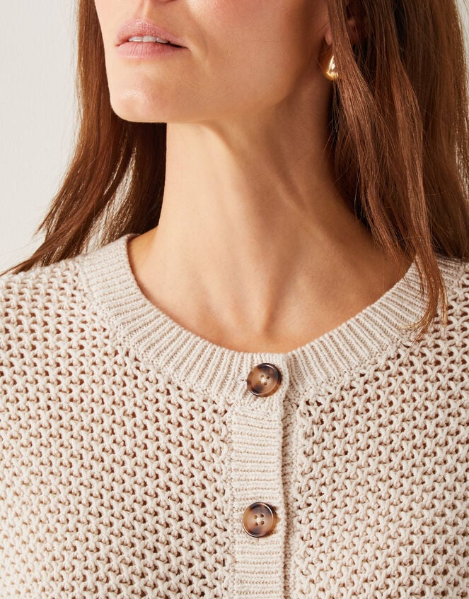 Saya Crochet Short Sleeve Cardigan, Ivory (IVORY), large