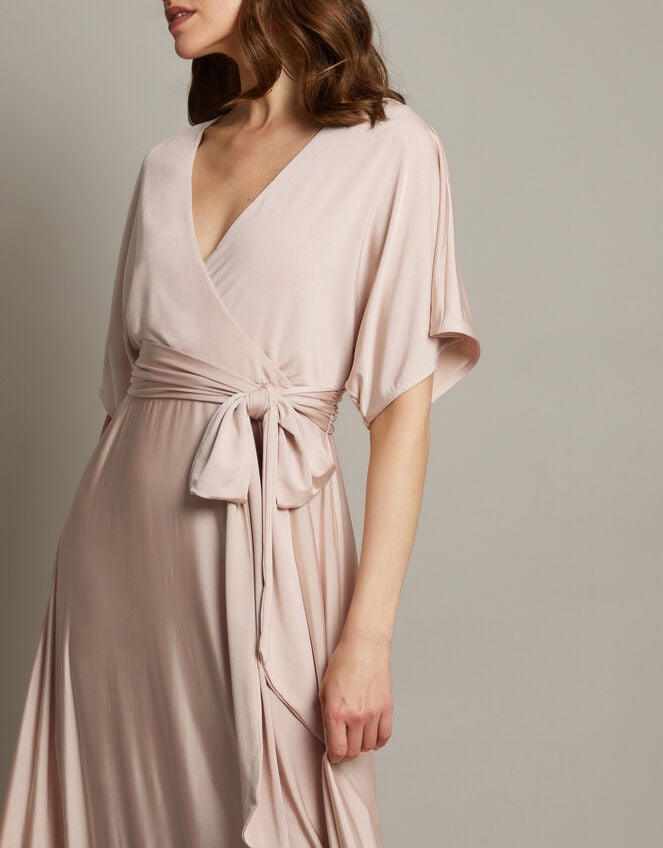 Jillian Drape Tie Waist Bridesmaid Dress, Pink (PINK), large