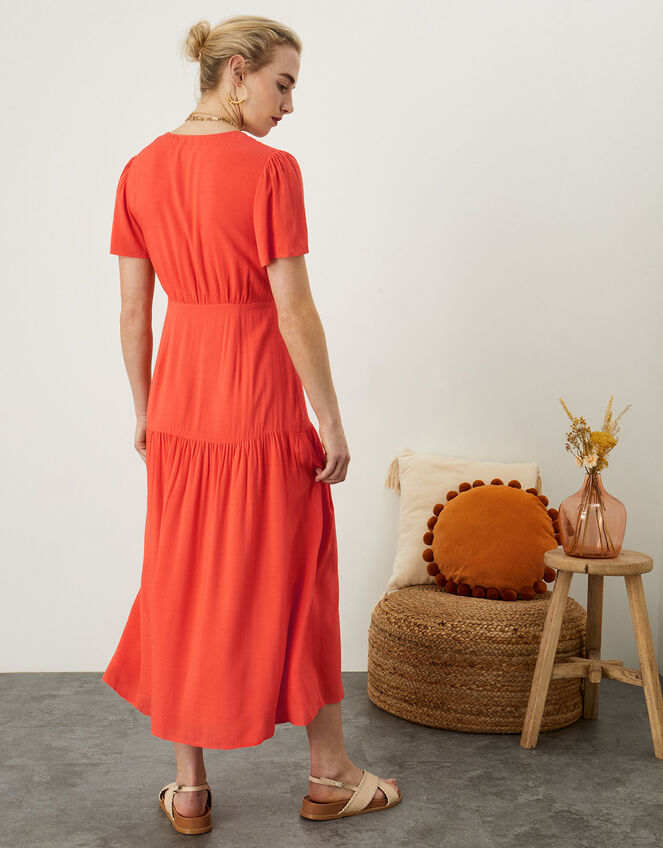 Orla Wrap Midi Dress in LENZING™ ECOVERO™ , Orange (ORANGE), large