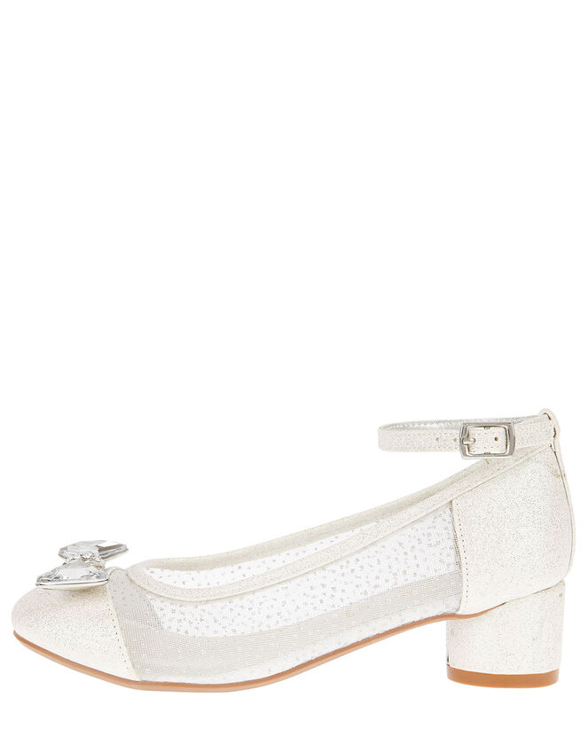 Diamante Bow Princess Shoes, Silver (SILVER), large