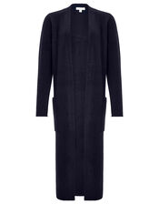 Knit Maxi Cardigan with Recycled Fabric, Blue (NAVY), large