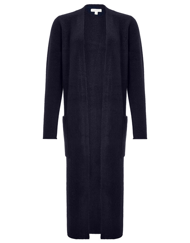 Knit Maxi Cardigan with Recycled Fabric, Blue (NAVY), large