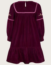 Embroidered Smock Dress, Red (BURGUNDY), large