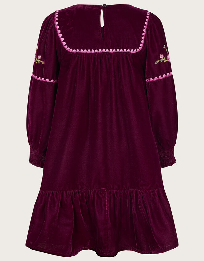 Embroidered Smock Dress, Red (BURGUNDY), large