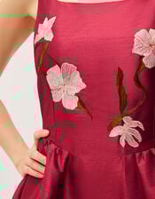 Anya Floral Embroidered Fit & Flare Midi Dress, Pink (PINK), large