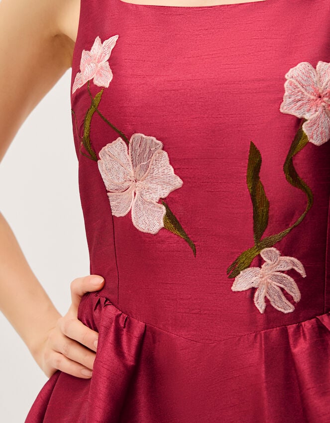 Anya Floral Embroidered Fit & Flare Midi Dress, Pink (PINK), large