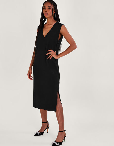 Sleeveless Midi Dress, Black (BLACK), large