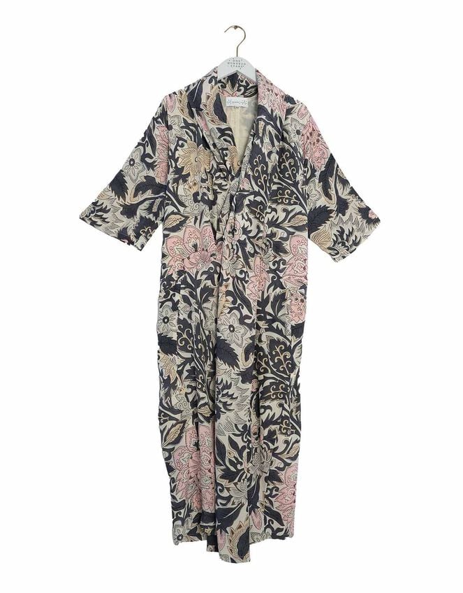 One Hundred Stars Rachel Floral Midi Dress, Brown (TAUPE), large