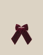 Pearl Charm Velvet Bow Hair Clip, , large