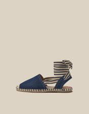 Fliss Stripe Chambray Espadrille Flats , Blue (BLUE), large