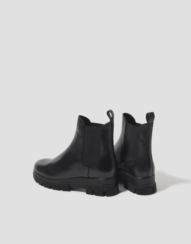 Carrie Chunky Leather Chelsea Boots, Black (BLACK), large