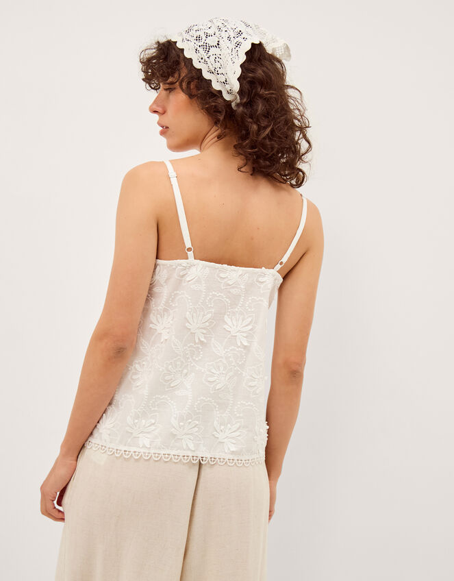 Rosie Embroidered Cami Top, White (WHITE), large