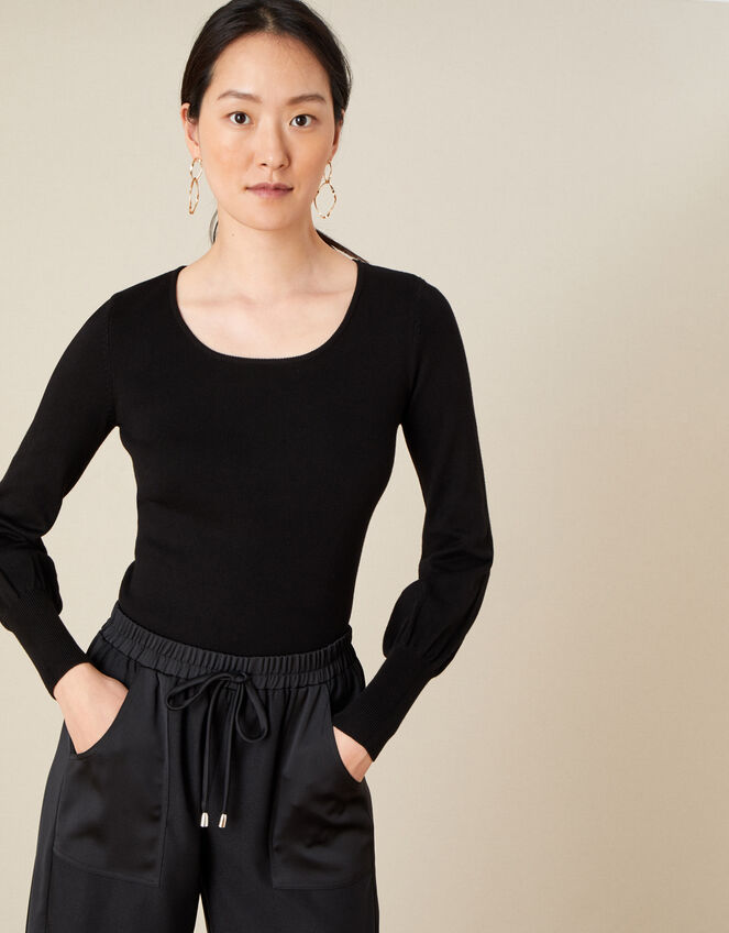 Scoop Neck Jumper, Black (BLACK), large